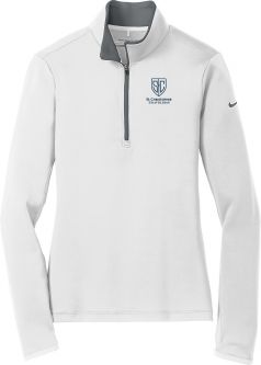 Nike Ladies Dri-FIT Stretch 1/2-Zip, White/Grey